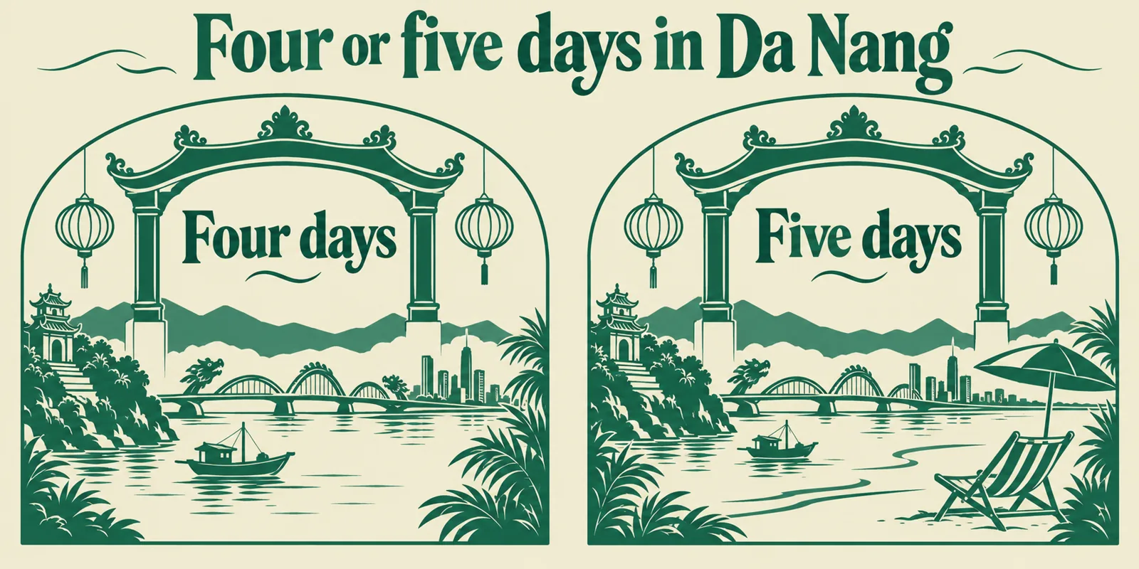 Four or five days in Da Nang illustration contrasting a compact route with extra rest time.
